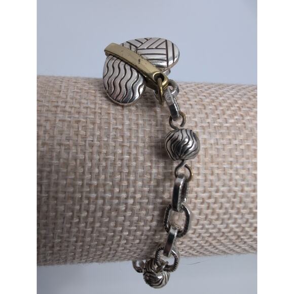 Brighton two tone Heart Charm Ball beads bracelet - Picture 6 of 11